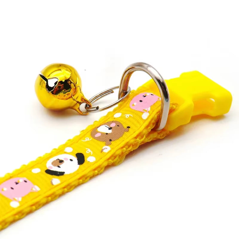 New Fashion Pet Dog Collar Colorful Pattern Dog Bear Cute Bell Adjustable Collars for Dog Cats Puppy DIY Pet Accessories