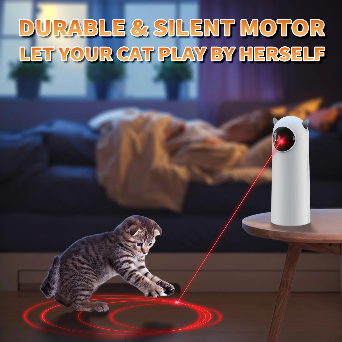Cat Dog Laser Toy Automatic Interactive Toys for Cats Kitten Dogs USB Charging and Battery Powered Random Pattern Fast Slow Light Flashing
