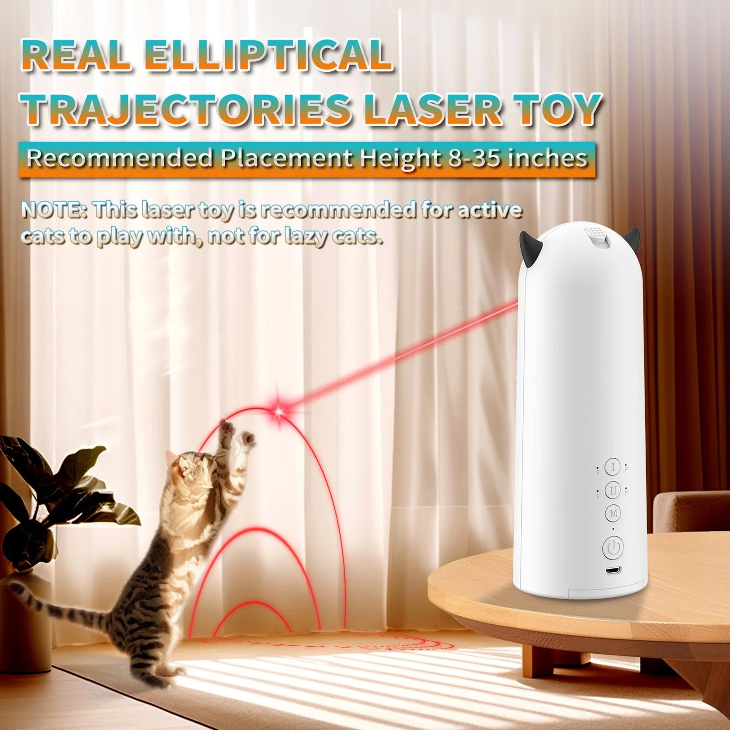 Cat Dog Laser Toy Automatic Interactive Toys for Cats Kitten Dogs USB Charging and Battery Powered Random Pattern Fast Slow Light Flashing