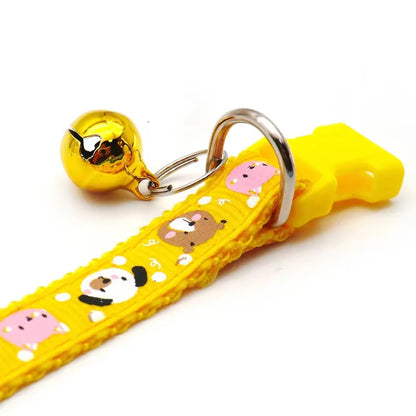 New Fashion Pet Dog Collar Colorful Pattern Dog Bear Cute Bell Adjustable Collars for Dog Cats Puppy DIY Pet Accessories