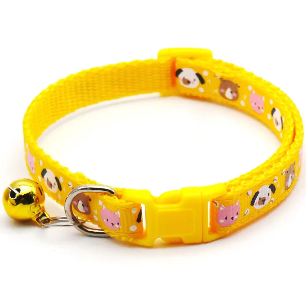New Fashion Pet Dog Collar Colorful Pattern Dog Bear Cute Bell Adjustable Collars for Dog Cats Puppy DIY Pet Accessories